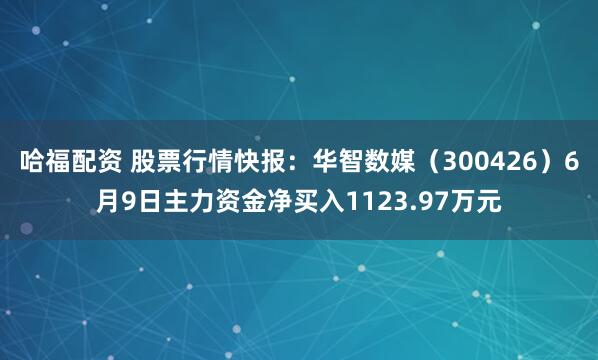 哈福配资 股票行情快报：华智数媒（300426）6月9日主力资金净买入1123.97万元